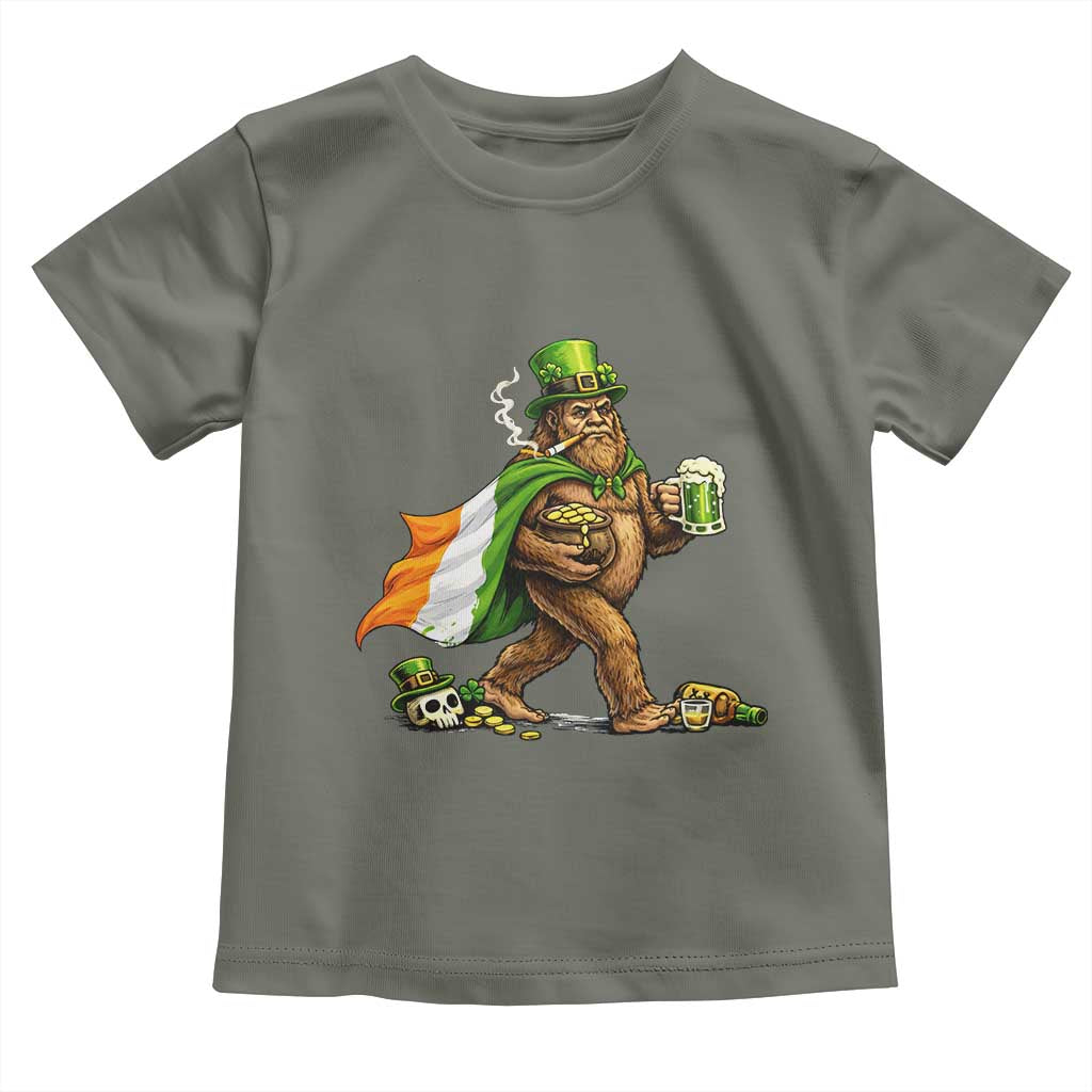 Funny St Patricks Day Bigfoot Toddler T Shirt Mythical Party Gift TS12 Military Green Print Your Wear