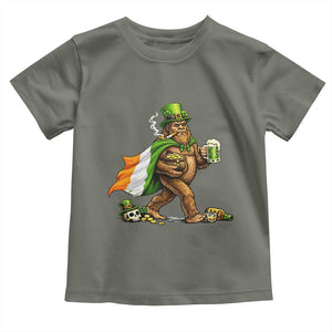Funny St Patricks Day Bigfoot Toddler T Shirt Mythical Party Gift TS12 Military Green Print Your Wear