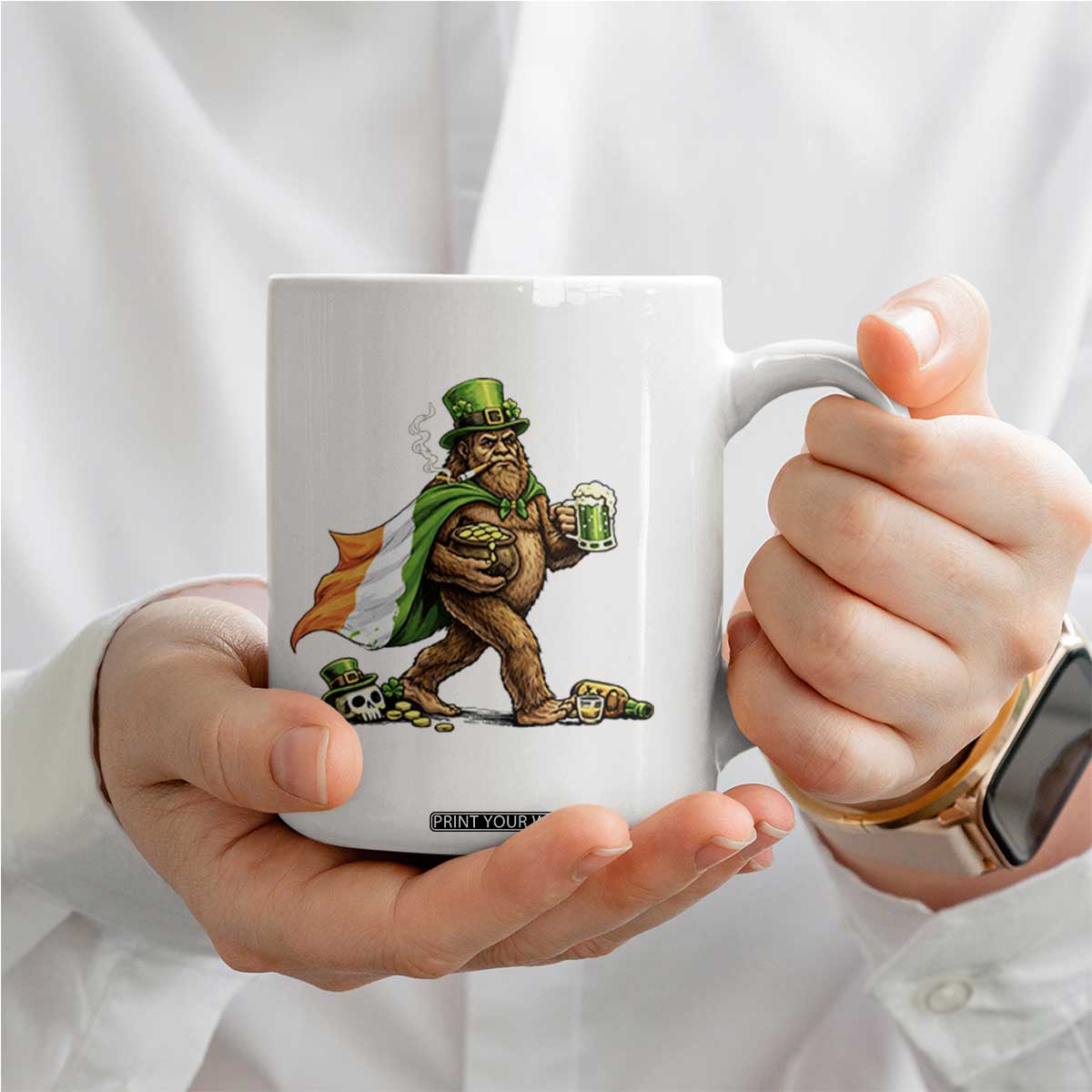 Funny St Patricks Day Bigfoot Coffee Mug Mythical Party Gift TS12 Print Your Wear