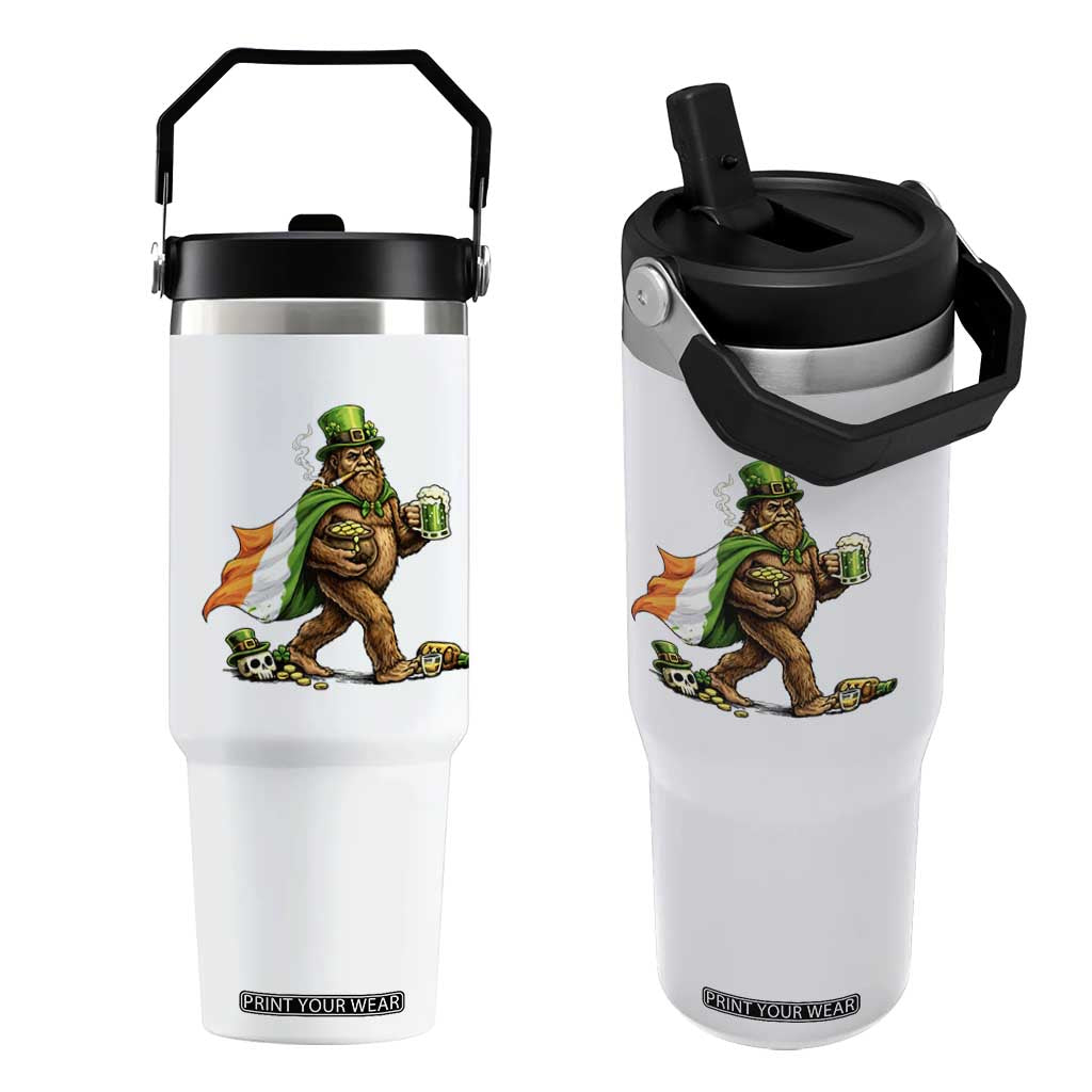 Funny St Patricks Day Bigfoot Flip Straw Tumbler Mythical Party Gift TS12 One Size: 30 oz White Print Your Wear