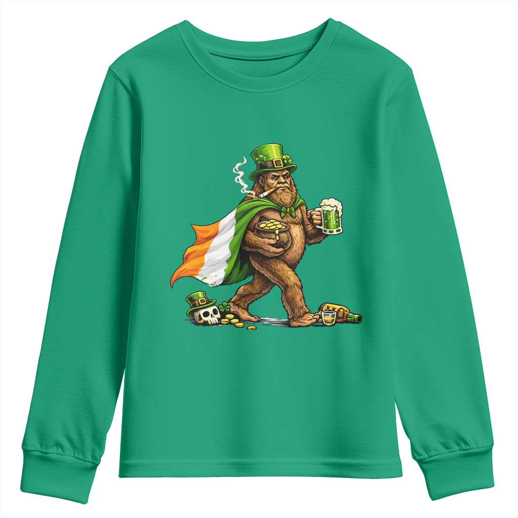 Funny St Patricks Day Bigfoot Youth Sweatshirt Mythical Party Gift TS12 Irish Green Print Your Wear