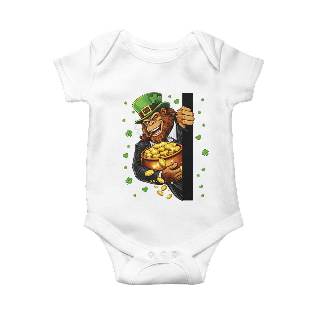 Funny St Patricks Day Bigfoot Baby Onesie Irish Revelry Gift TS12 White Print Your Wear