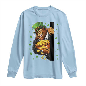 Funny St Patricks Day Bigfoot Long Sleeve Shirt Irish Revelry Gift TS12 Light Blue Print Your Wear