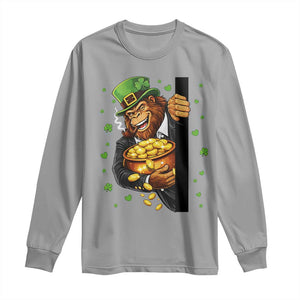 Funny St Patricks Day Bigfoot Long Sleeve Shirt Irish Revelry Gift TS12 Sport Gray Print Your Wear