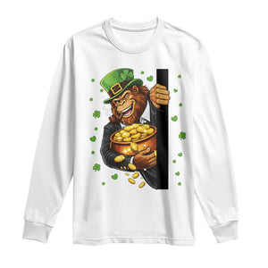 Funny St Patricks Day Bigfoot Long Sleeve Shirt Irish Revelry Gift TS12 White Print Your Wear