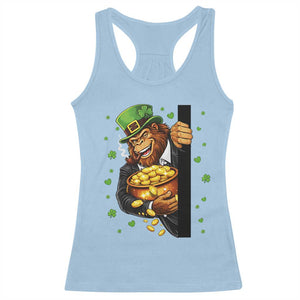 Funny St Patricks Day Bigfoot Racerback Tank Top Irish Revelry Gift TS12 Light Blue Print Your Wear