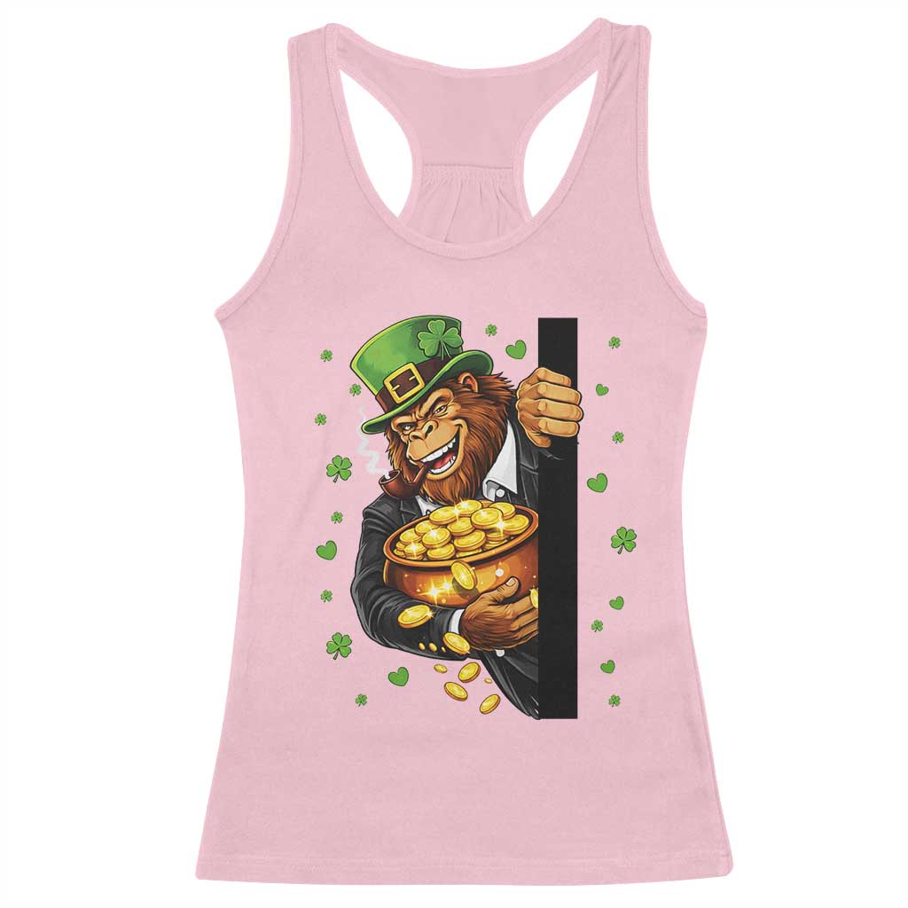 Funny St Patricks Day Bigfoot Racerback Tank Top Irish Revelry Gift TS12 Light Pink Print Your Wear