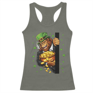 Funny St Patricks Day Bigfoot Racerback Tank Top Irish Revelry Gift TS12 Military Green Print Your Wear