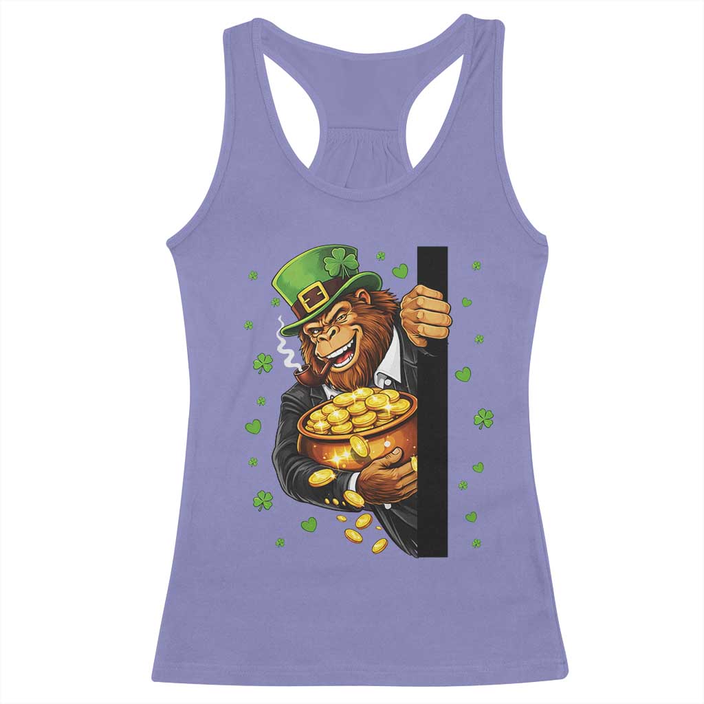 Funny St Patricks Day Bigfoot Racerback Tank Top Irish Revelry Gift TS12 Violet Print Your Wear