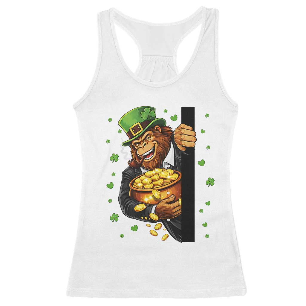Funny St Patricks Day Bigfoot Racerback Tank Top Irish Revelry Gift TS12 White Print Your Wear