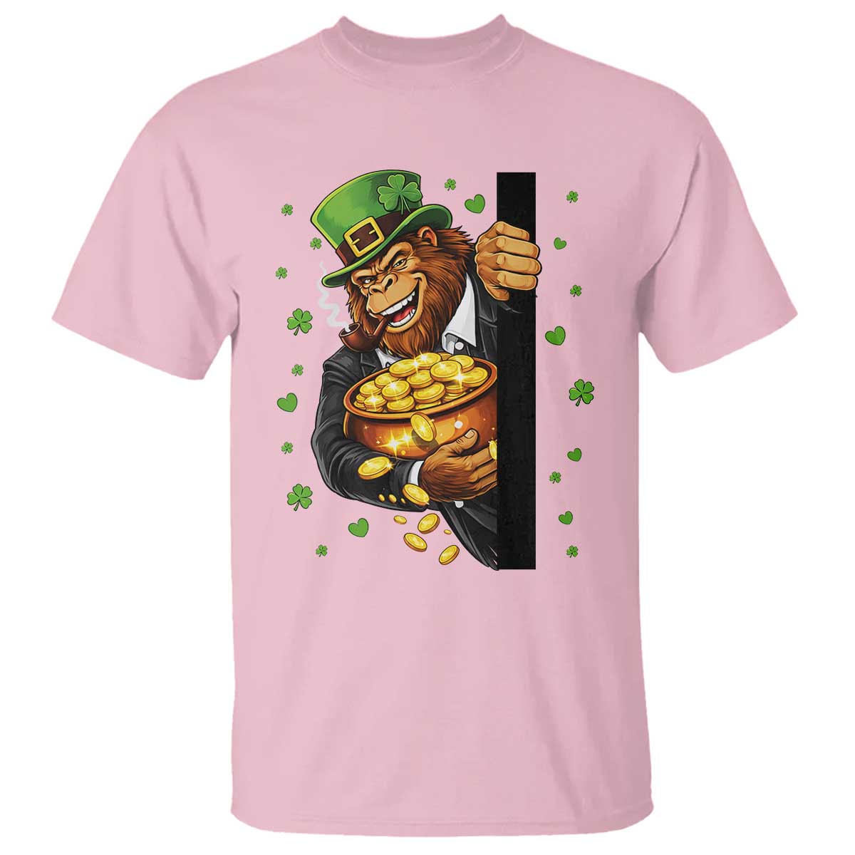 Funny St Patricks Day Bigfoot T Shirt Irish Revelry Gift TS12 Light Pink Print Your Wear