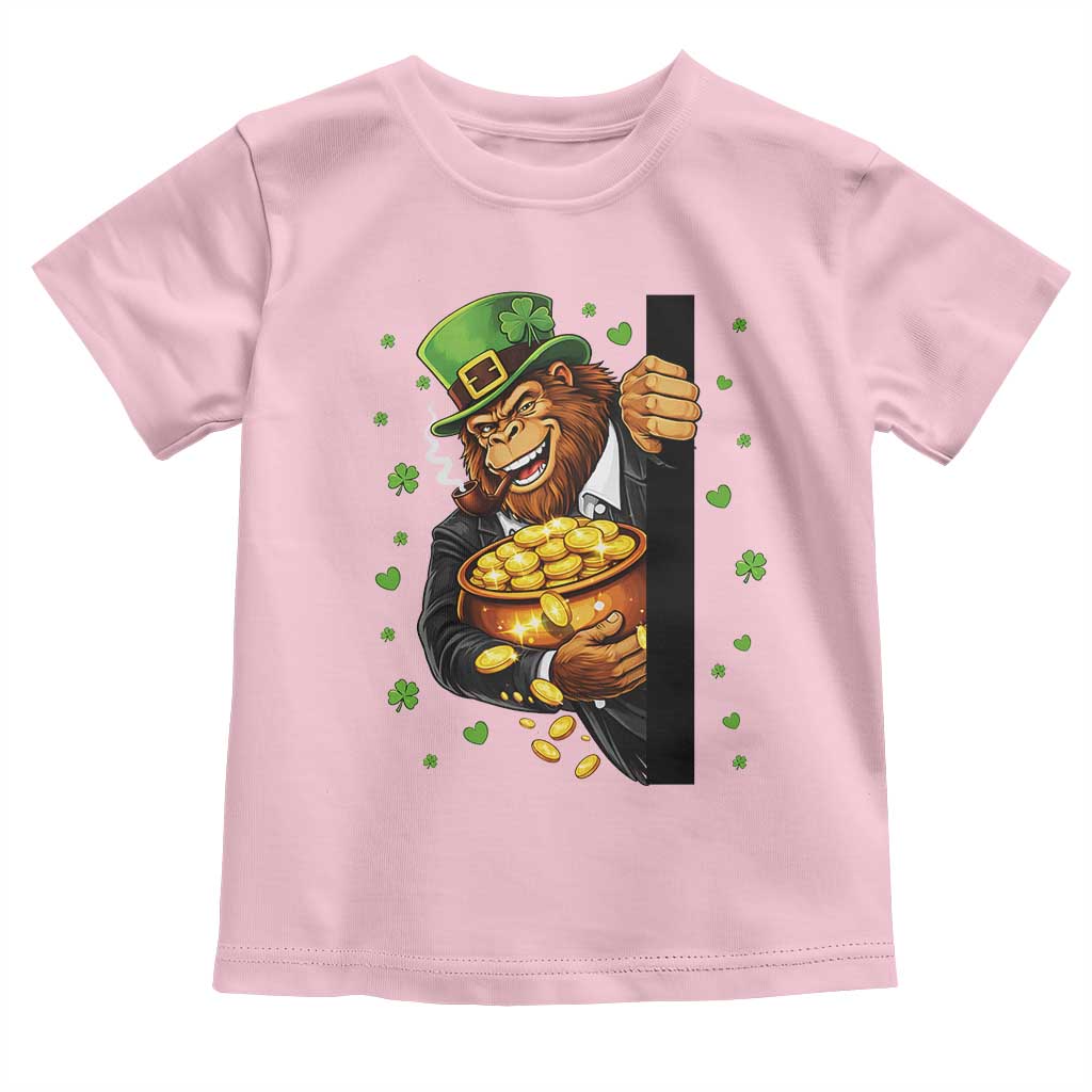 Funny St Patricks Day Bigfoot Toddler T Shirt Irish Revelry Gift TS12 Light Pink Print Your Wear