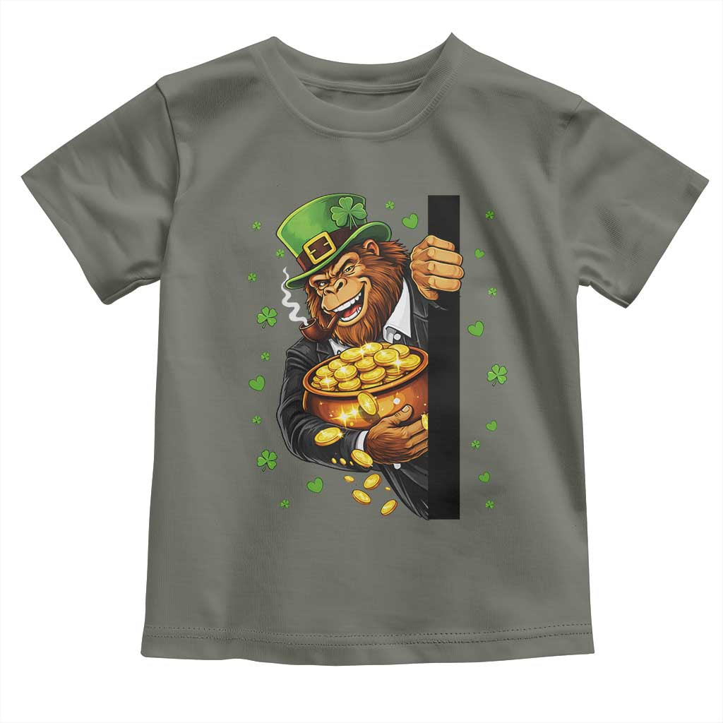 Funny St Patricks Day Bigfoot Toddler T Shirt Irish Revelry Gift TS12 Military Green Print Your Wear