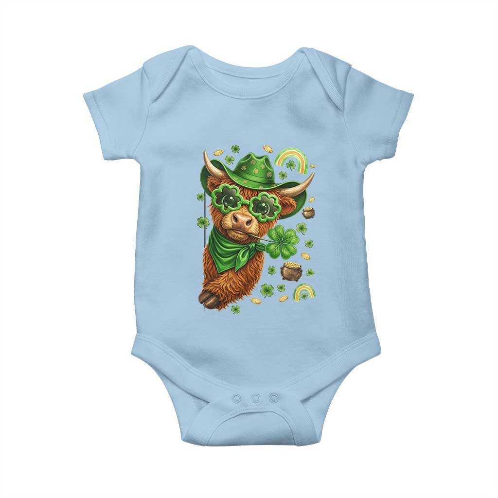 Funny Irish Highland Cow Baby Onesie St Patricks Day Gift TS12 Light Blue Print Your Wear