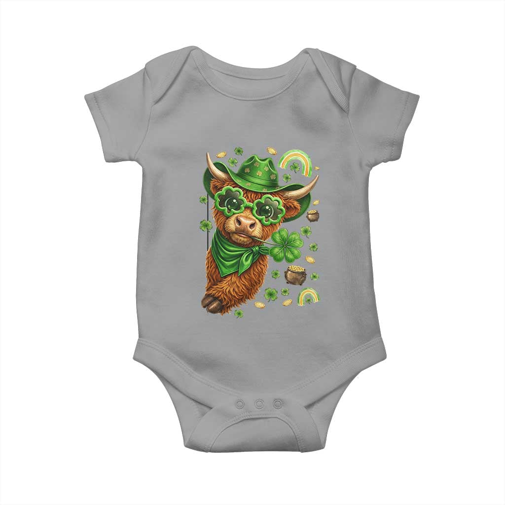 Funny Irish Highland Cow Baby Onesie St Patricks Day Gift TS12 Sport Gray Print Your Wear