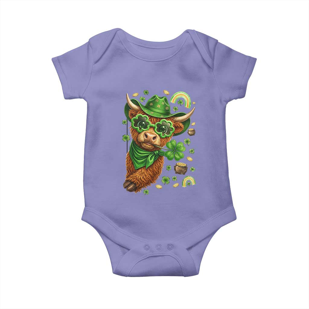Funny Irish Highland Cow Baby Onesie St Patricks Day Gift TS12 Violet Print Your Wear