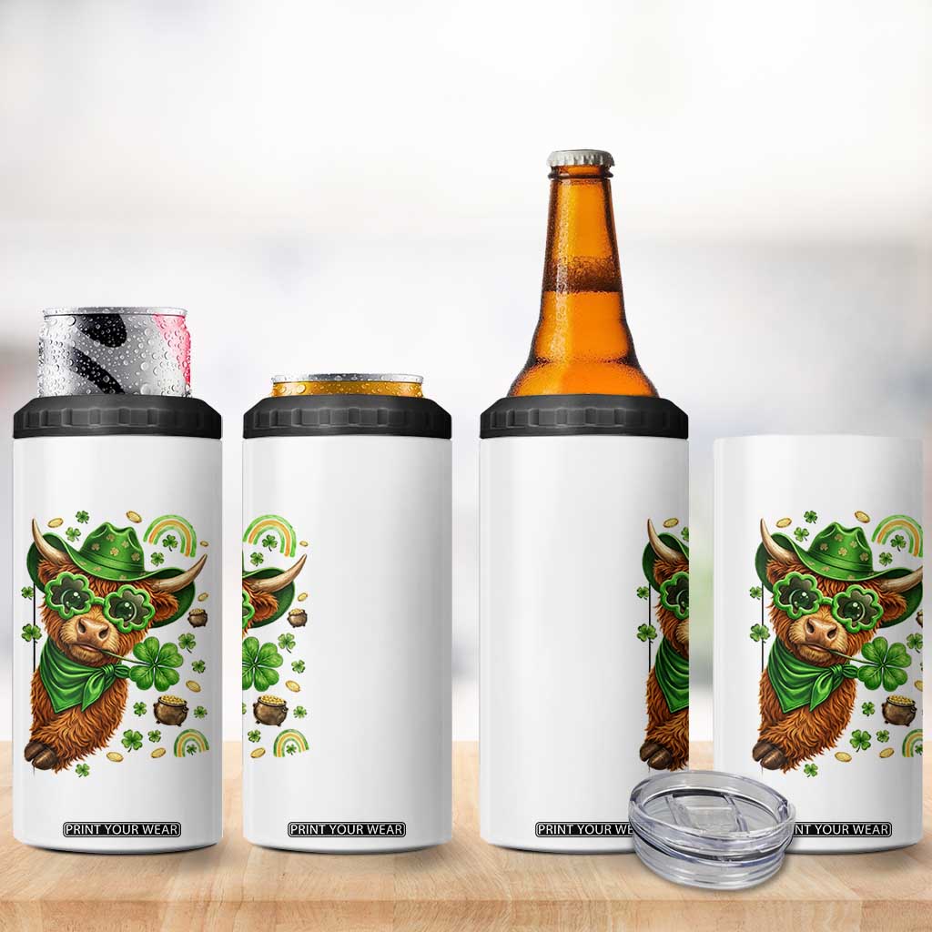 Funny Irish Highland Cow 4 in 1 Can Cooler Tumbler St Patricks Day Gift TS12 Print Your Wear