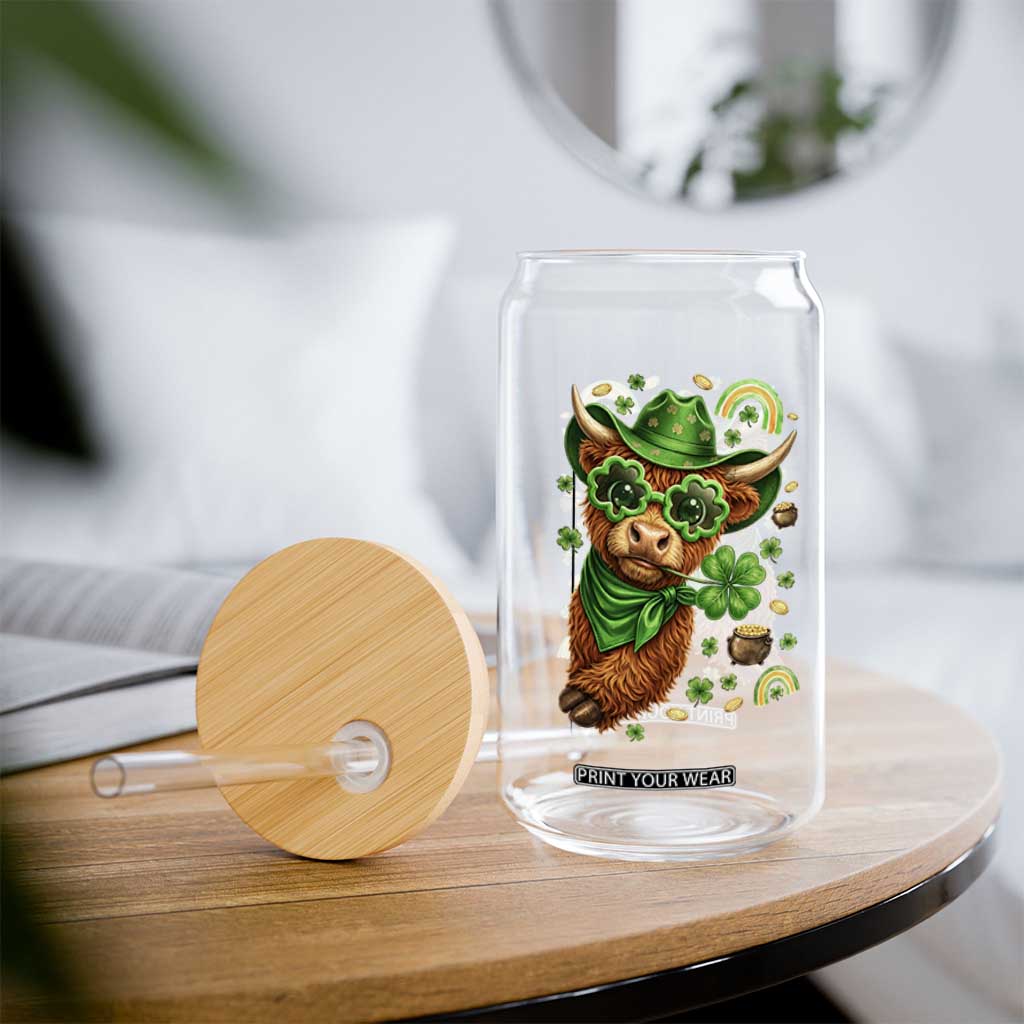 Funny Irish Highland Cow Glass Can St Patricks Day Gift TS12 Print Your Wear