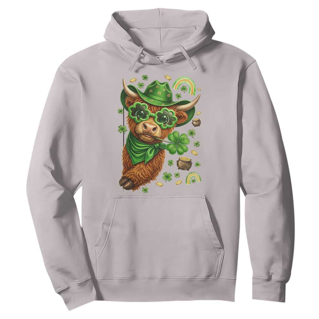 Funny Irish Highland Cow Hoodie St Patricks Day Gift TS12 Ice Gray Print Your Wear
