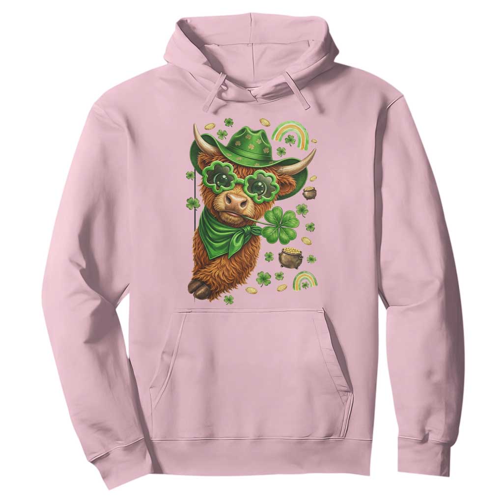 Funny Irish Highland Cow Hoodie St Patricks Day Gift TS12 Light Pink Print Your Wear