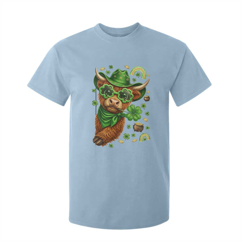 Funny Irish Highland Cow T Shirt For Kid St Patricks Day Gift TS12 Light Blue Print Your Wear