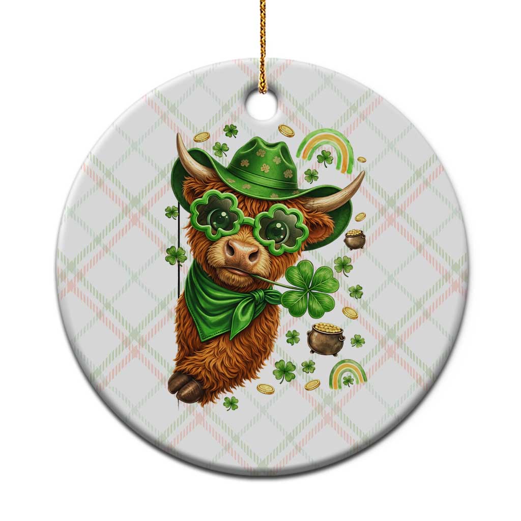 Funny Irish Highland Cow Ceramic Ornament St Patricks Day Gift TS12 1pc Christmas Plaid Print Your Wear