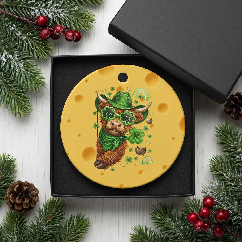 Funny Irish Highland Cow Ceramic Ornament St Patricks Day Gift TS12 1pc Yellow Cheese Print Your Wear