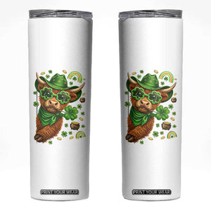 Funny Irish Highland Cow Skinny Tumbler St Patricks Day Gift TS12 White Print Your Wear