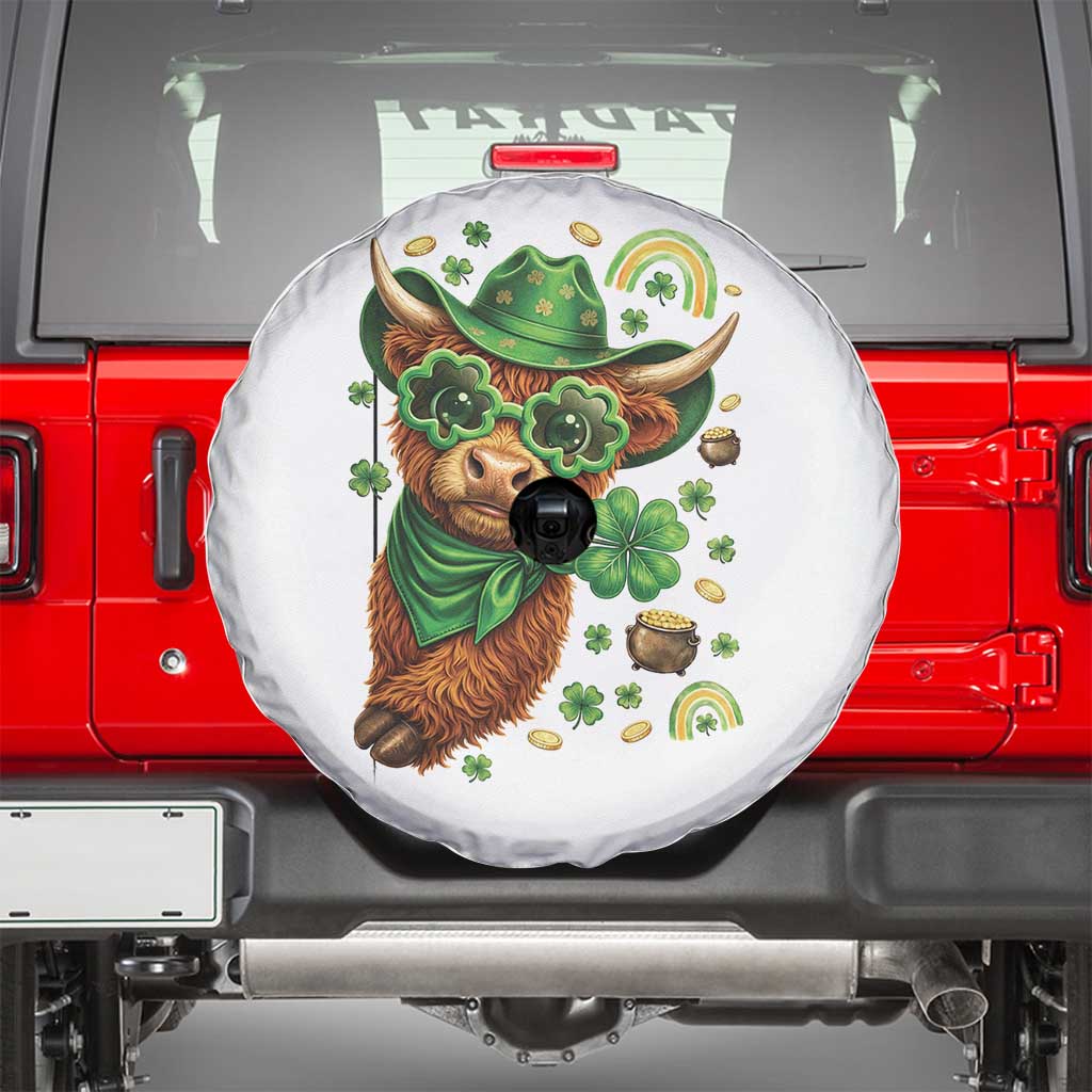 Funny Irish Highland Cow Spare Tire Cover St Patricks Day Gift TS12 White Print Your Wear