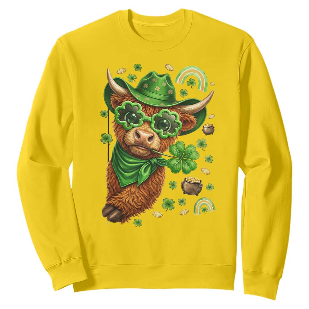 Funny Irish Highland Cow Sweatshirt St Patricks Day Gift TS12 Daisy Print Your Wear