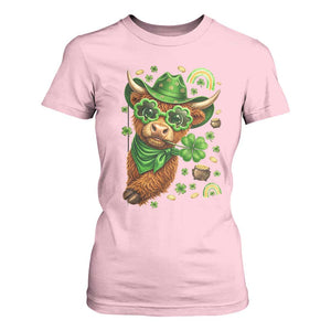 Funny Irish Highland Cow T Shirt For Women St Patricks Day Gift TS12 Light Pink Print Your Wear