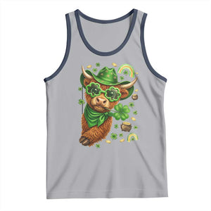 Funny Irish Highland Cow Tank Top St Patricks Day Gift TS12 Athletic Heather Navy Print Your Wear