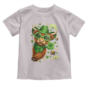 Funny Irish Highland Cow Toddler T Shirt St Patricks Day Gift TS12 Ice Gray Print Your Wear
