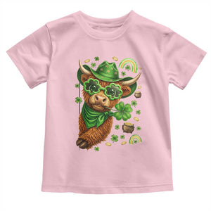 Funny Irish Highland Cow Toddler T Shirt St Patricks Day Gift TS12 Light Pink Print Your Wear