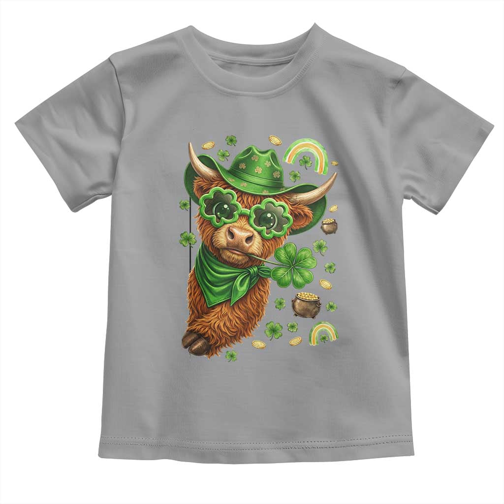 Funny Irish Highland Cow Toddler T Shirt St Patricks Day Gift TS12 Sport Gray Print Your Wear