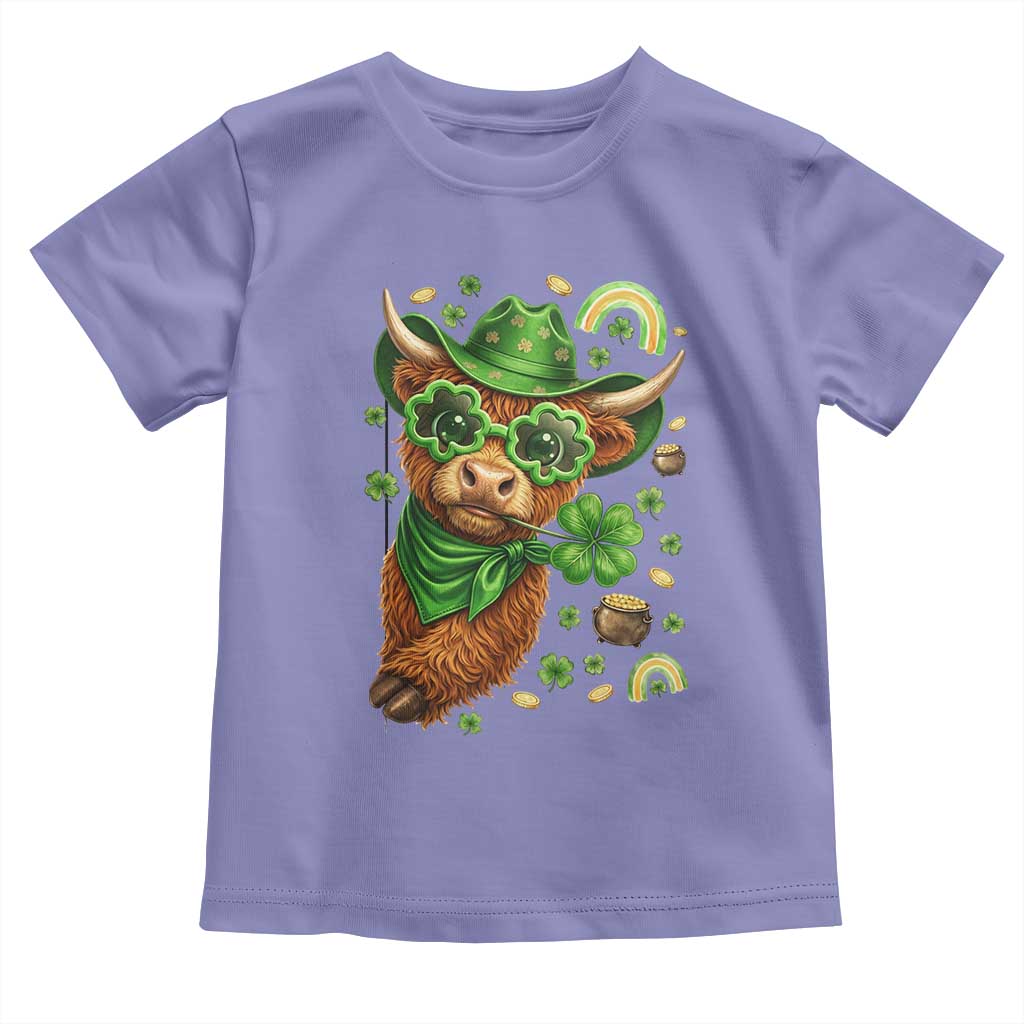 Funny Irish Highland Cow Toddler T Shirt St Patricks Day Gift TS12 Violet Print Your Wear