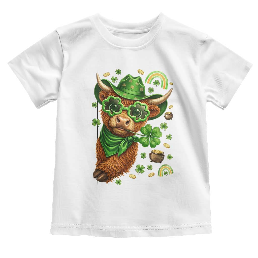 Funny Irish Highland Cow Toddler T Shirt St Patricks Day Gift TS12 White Print Your Wear