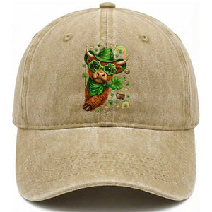 Funny Irish Highland Cow Washed Cotton Baseball Cap St Patricks Day Gift TS12 Print Your Wear