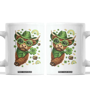 Funny Irish Highland Cow Coffee Mug St Patricks Day Gift TS12 White Print Your Wear