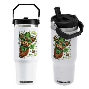 Funny Irish Highland Cow Flip Straw Tumbler St Patricks Day Gift TS12 One Size: 30 oz White Print Your Wear