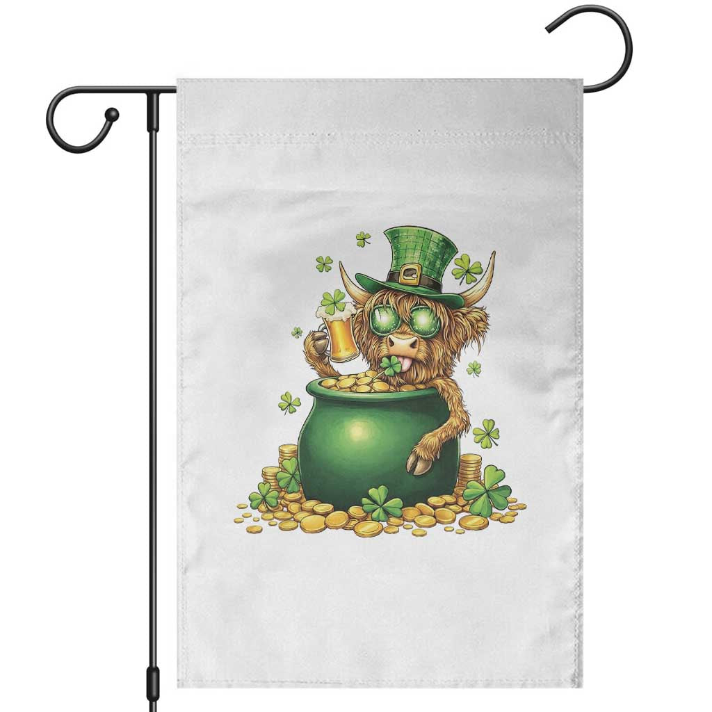 Funny Highland Cow St Patricks Day Garden Flag Farm Lover Gift TS12 White Print Your Wear