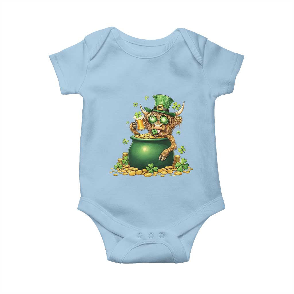 Funny Highland Cow St Patricks Day Baby Onesie Farm Lover Gift TS12 Light Blue Print Your Wear