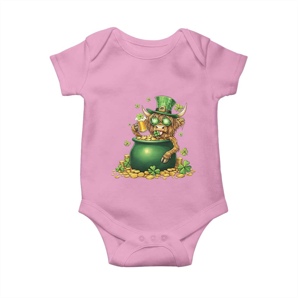 Funny Highland Cow St Patricks Day Baby Onesie Farm Lover Gift TS12 Light Pink Print Your Wear
