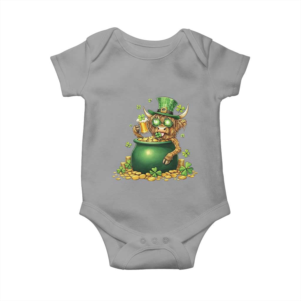 Funny Highland Cow St Patricks Day Baby Onesie Farm Lover Gift TS12 Sport Gray Print Your Wear
