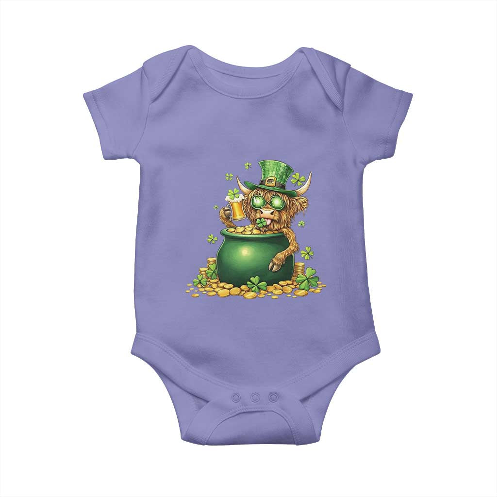 Funny Highland Cow St Patricks Day Baby Onesie Farm Lover Gift TS12 Violet Print Your Wear