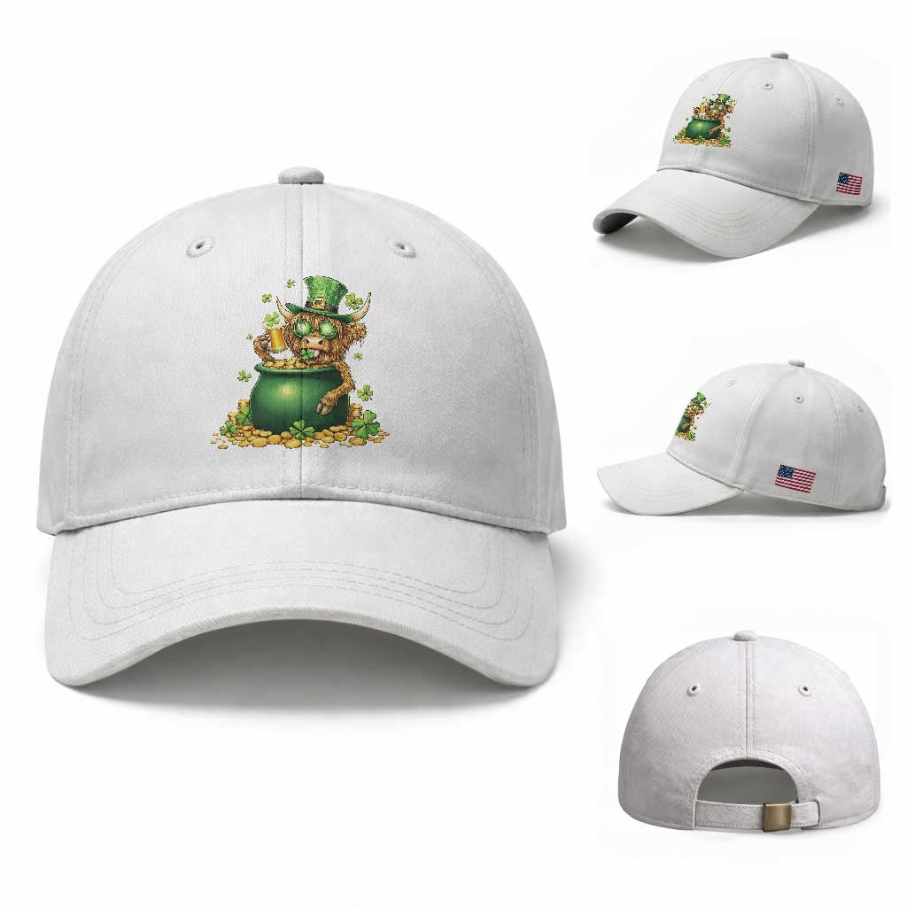 Funny Highland Cow St Patricks Day Baseball Cap Farm Lover Gift TS12 Baseball Cap Universal Fit White Print Your Wear