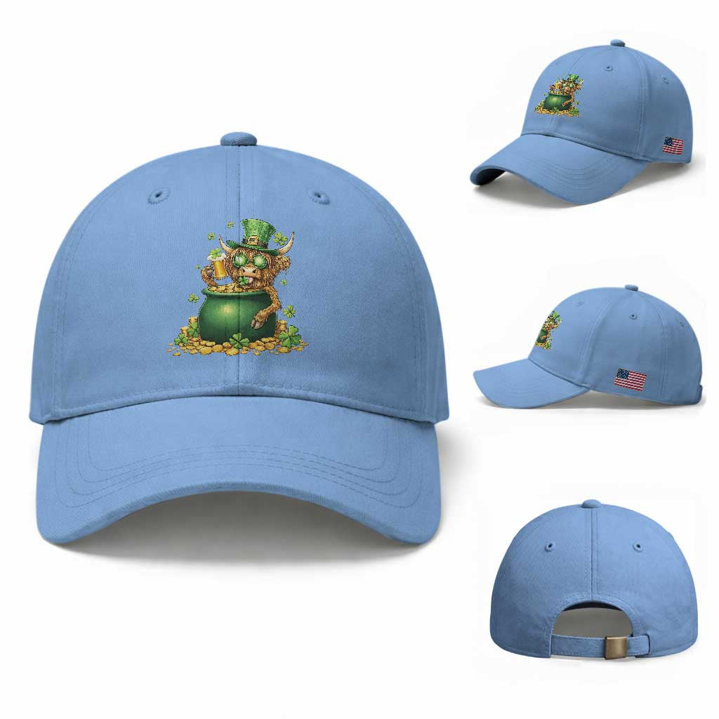 Funny Highland Cow St Patricks Day Baseball Cap Farm Lover Gift TS12 Baseball Cap Universal Fit Light Blue Print Your Wear