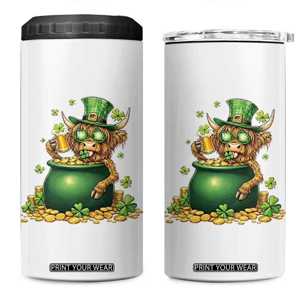 Funny Highland Cow St Patricks Day 4 in 1 Can Cooler Tumbler Farm Lover Gift TS12 One Size: 16 oz White Print Your Wear
