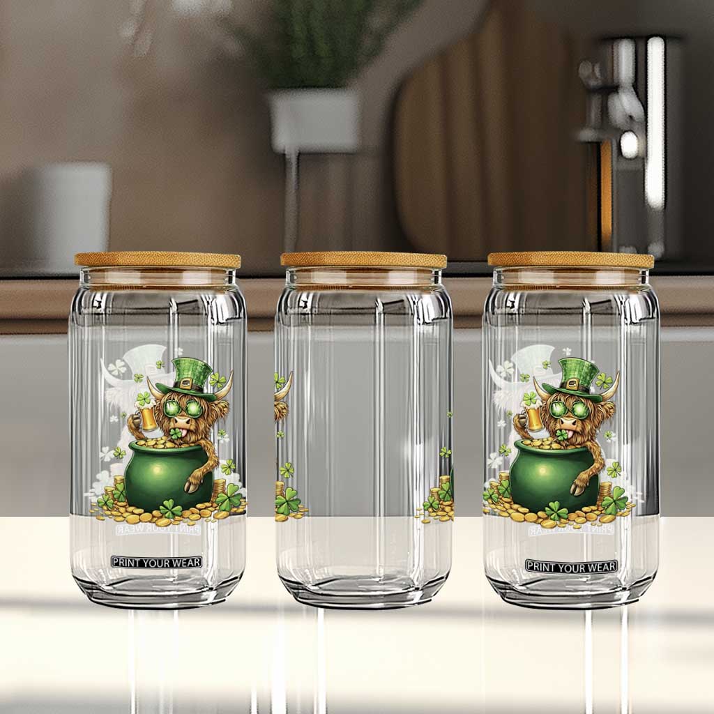 Funny Highland Cow St Patricks Day Glass Can Farm Lover Gift TS12 Print Your Wear