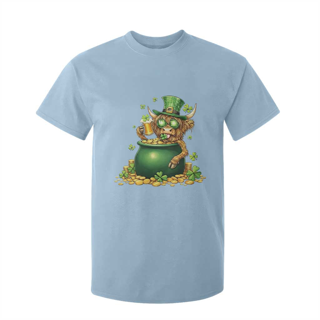 Funny Highland Cow St Patricks Day T Shirt For Kid Farm Lover Gift TS12 Light Blue Print Your Wear